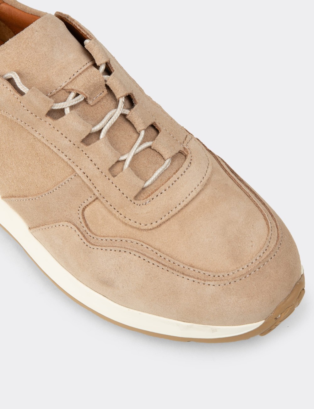 Erkek Hakiki Süet Bej Sneaker Ayakkabı - E8210MBEJE01