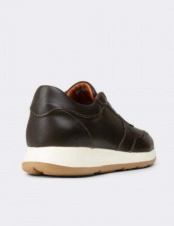 Erkek Haki Hakiki Deri Sneaker Ayakkabı - E8210MHAKE01