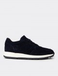 Erkek Hakiki Süet Lacivert Sneaker Ayakkabı