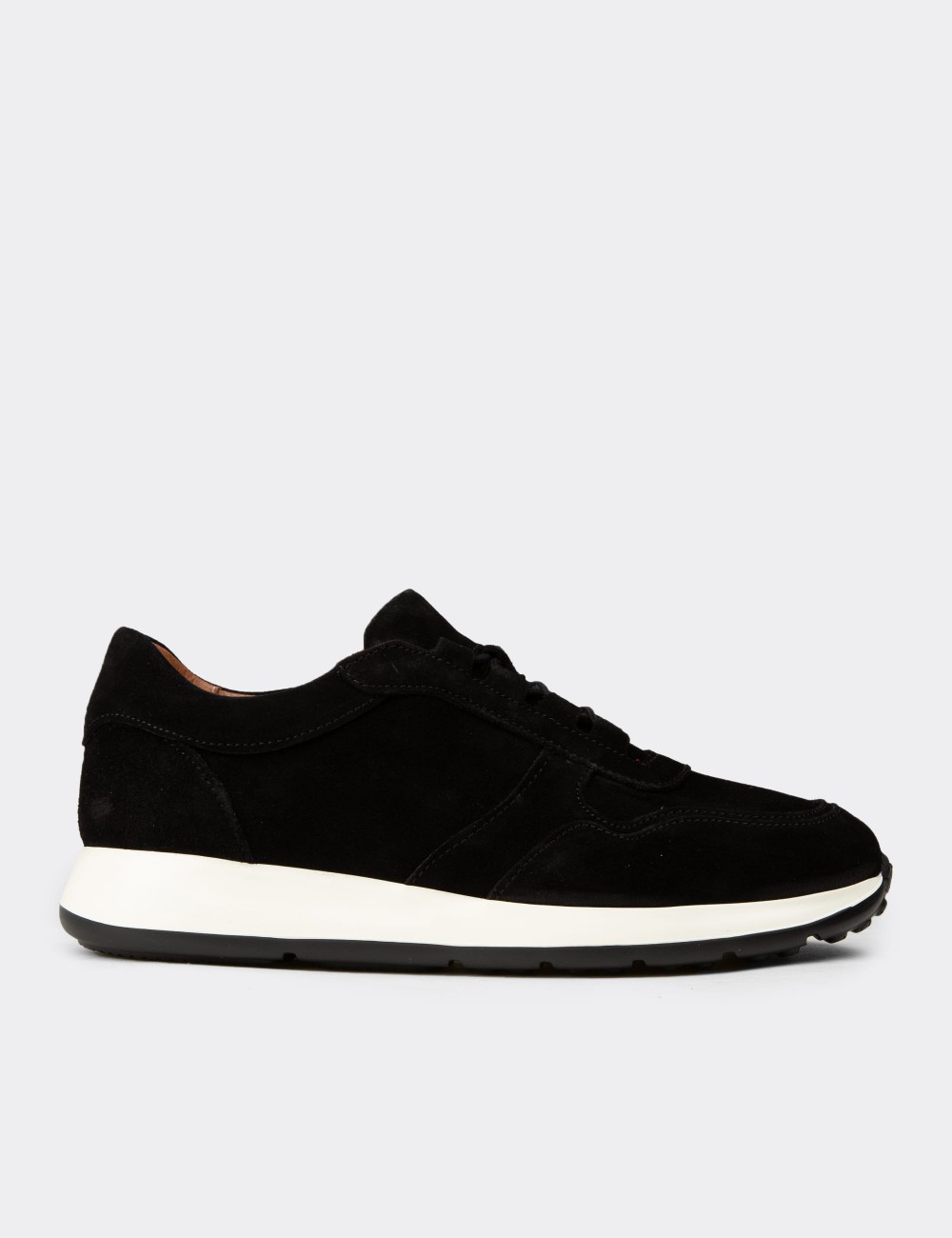 Erkek Hakiki Süet Siyah Sneaker Ayakkabı - E8210MSYHE02
