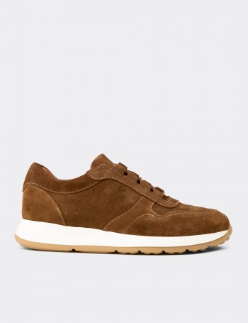 Erkek Hakiki Süet Taba Renk Sneaker Ayakkabı