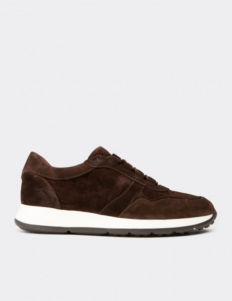 Erkek Hakiki Süet Kahverengi Sneaker Ayakkabı