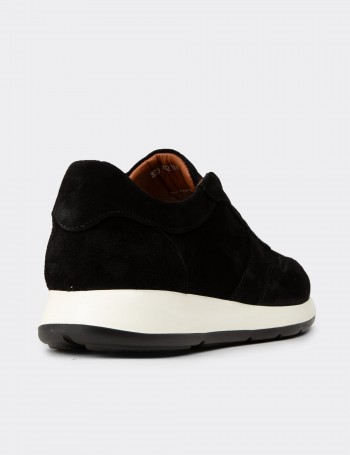 Erkek Hakiki Süet Siyah Sneaker Ayakkabı - E8210MSYHE02