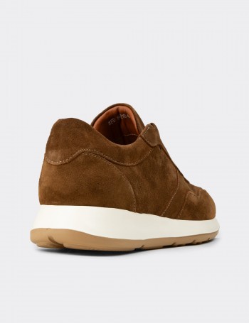 Erkek Hakiki Süet Taba Renk Sneaker Ayakkabı - E8210MTBAE01