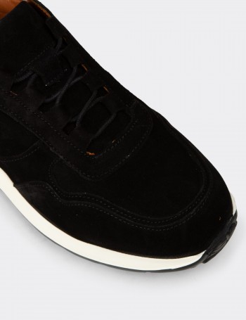 Erkek Hakiki Süet Siyah Sneaker Ayakkabı - E8210MSYHE02