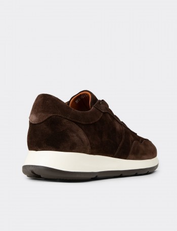 Erkek Hakiki Süet Kahverengi Sneaker Ayakkabı - E8210ZKHVE01