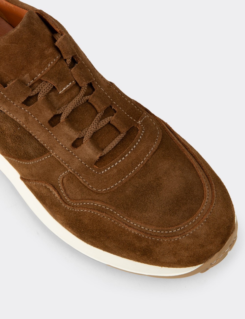 Erkek Hakiki Süet Taba Renk Sneaker Ayakkabı - E8210MTBAE01