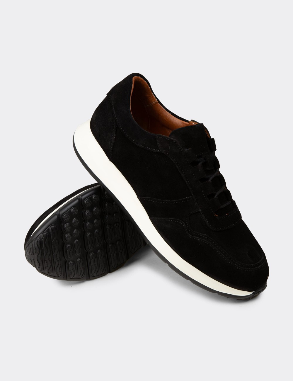 Erkek Hakiki Süet Siyah Sneaker Ayakkabı - E8210MSYHE02