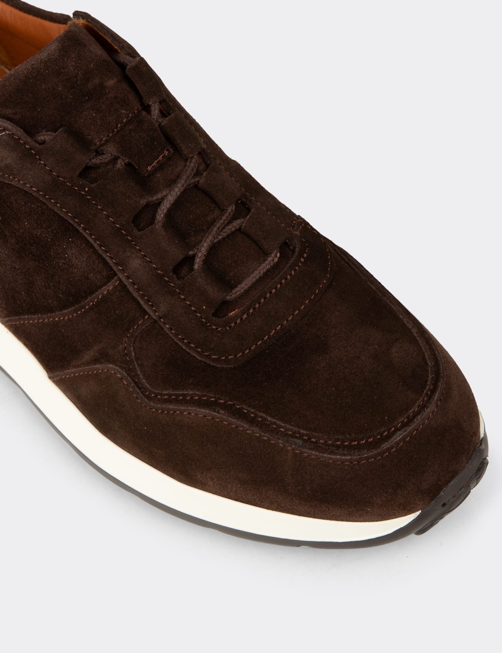 Erkek Hakiki Süet Kahverengi Sneaker Ayakkabı - E8210ZKHVE01