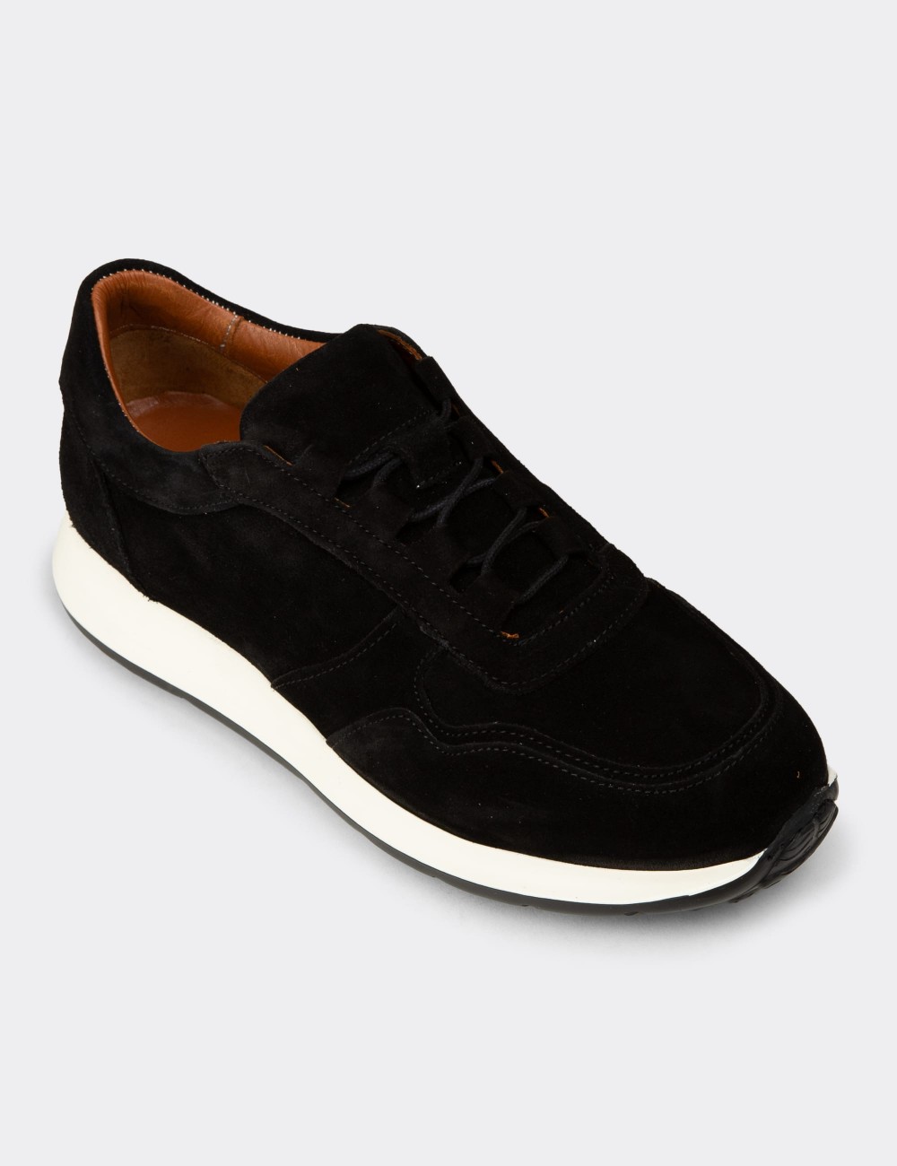 Erkek Hakiki Süet Siyah Sneaker Ayakkabı - E8210MSYHE02