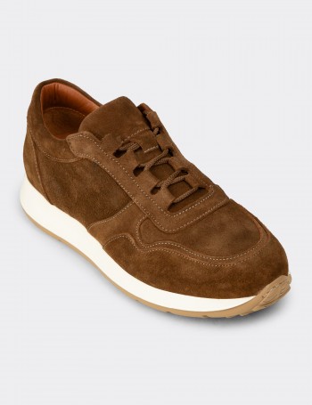Erkek Hakiki Süet Taba Renk Sneaker Ayakkabı - E8210MTBAE01
