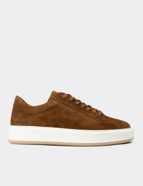 Erkek Hakiki Süet Taba Renk Sneaker Ayakkabı