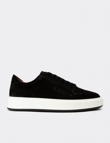 Erkek Hakiki Süet Siyah Sneaker Ayakkabı