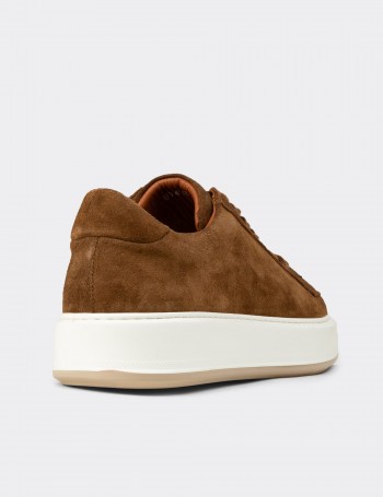 Erkek Hakiki Süet Taba Renk Sneaker Ayakkabı - E4182MTBAE01