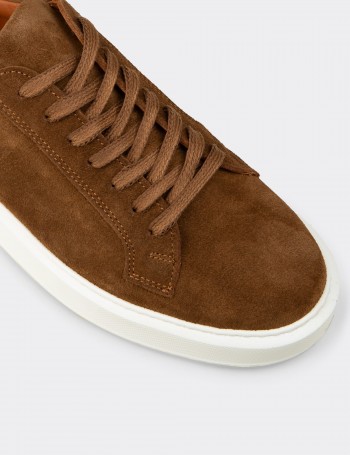 Erkek Hakiki Süet Taba Renk Sneaker Ayakkabı - E4182MTBAE01
