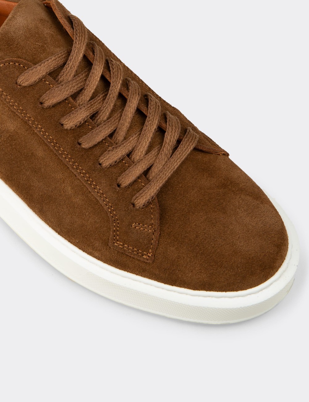 Erkek Hakiki Süet Taba Renk Sneaker Ayakkabı - E4182MTBAE01