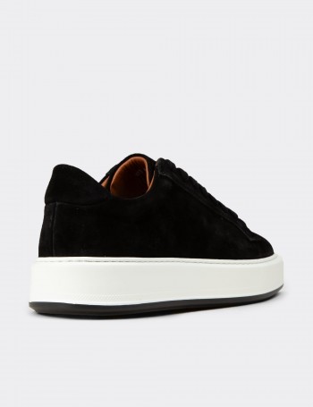 Erkek Hakiki Süet Siyah Sneaker Ayakkabı - E4182MSYHE01