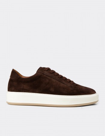 Erkek Hakiki Süet Kahverengi Sneaker Ayakkabı