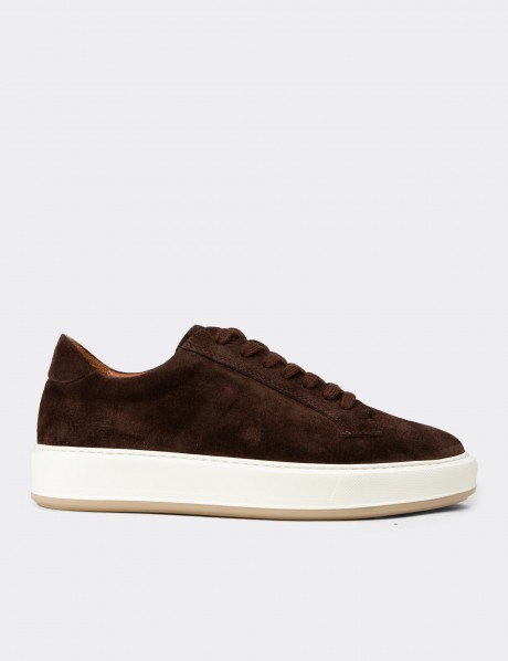 Erkek Hakiki Süet Kahverengi Sneaker Ayakkabı