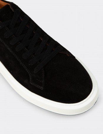 Erkek Hakiki Süet Siyah Sneaker Ayakkabı - E4182MSYHE01