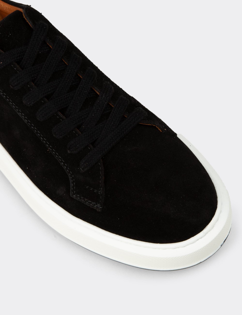 Erkek Hakiki Süet Siyah Sneaker Ayakkabı - E4182MSYHE01