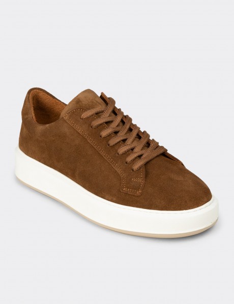 Erkek Hakiki Süet Taba Renk Sneaker Ayakkabı