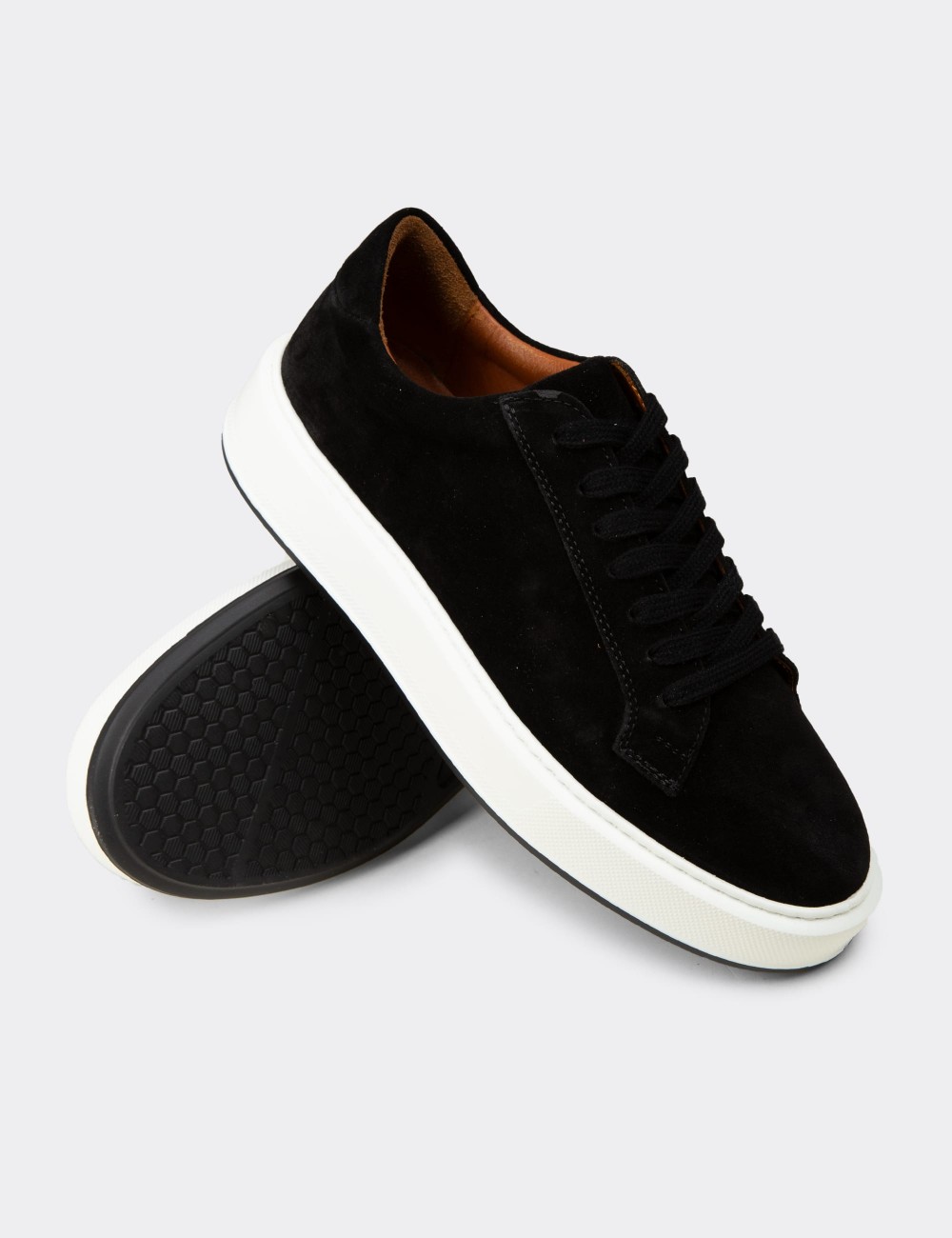 Erkek Hakiki Süet Siyah Sneaker Ayakkabı - E4182MSYHE01