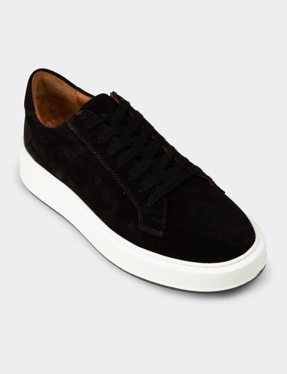 Erkek Hakiki Süet Siyah Sneaker Ayakkabı - E4182MSYHE01