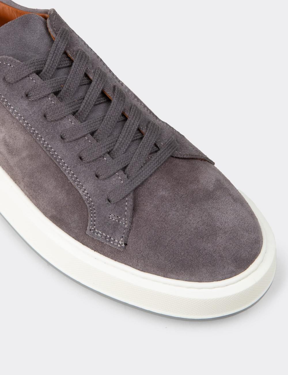 Erkek Hakiki Süet Gri Sneaker Ayakkabı - E4182MGRIE01