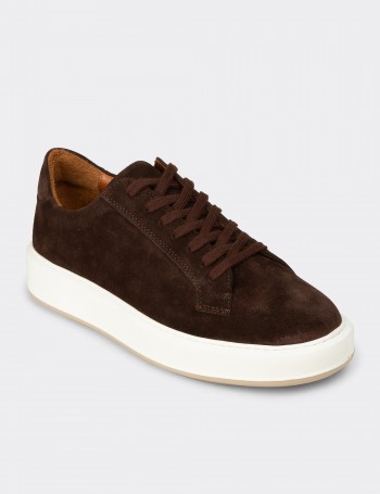 Erkek Hakiki Süet Kahverengi Sneaker Ayakkabı