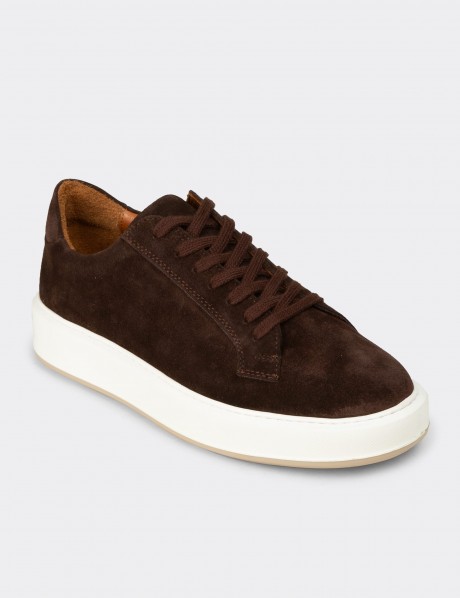 Erkek Hakiki Süet Kahverengi Sneaker Ayakkabı