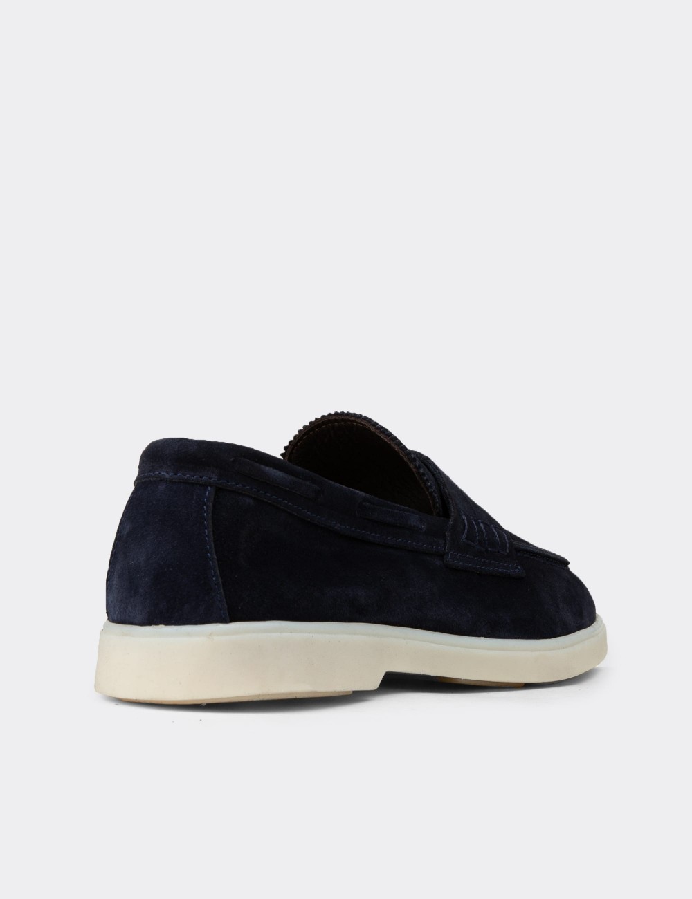 Erkek Hakiki Süet Lacivert Loafer Ayakkabı - 02028MLCVC01