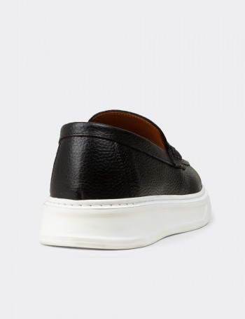 Erkek Hakiki Deri Siyah Loafer Ayakkabı - 02043MSYHP01