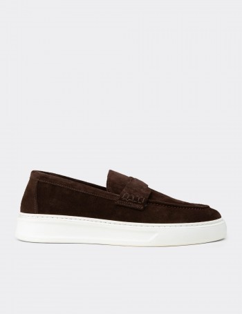 Hakiki Süet Kahverengi Erkek Loafer Ayakkabı