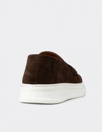 Hakiki Süet Kahverengi Erkek Loafer Ayakkabı - 02043MKHVP01