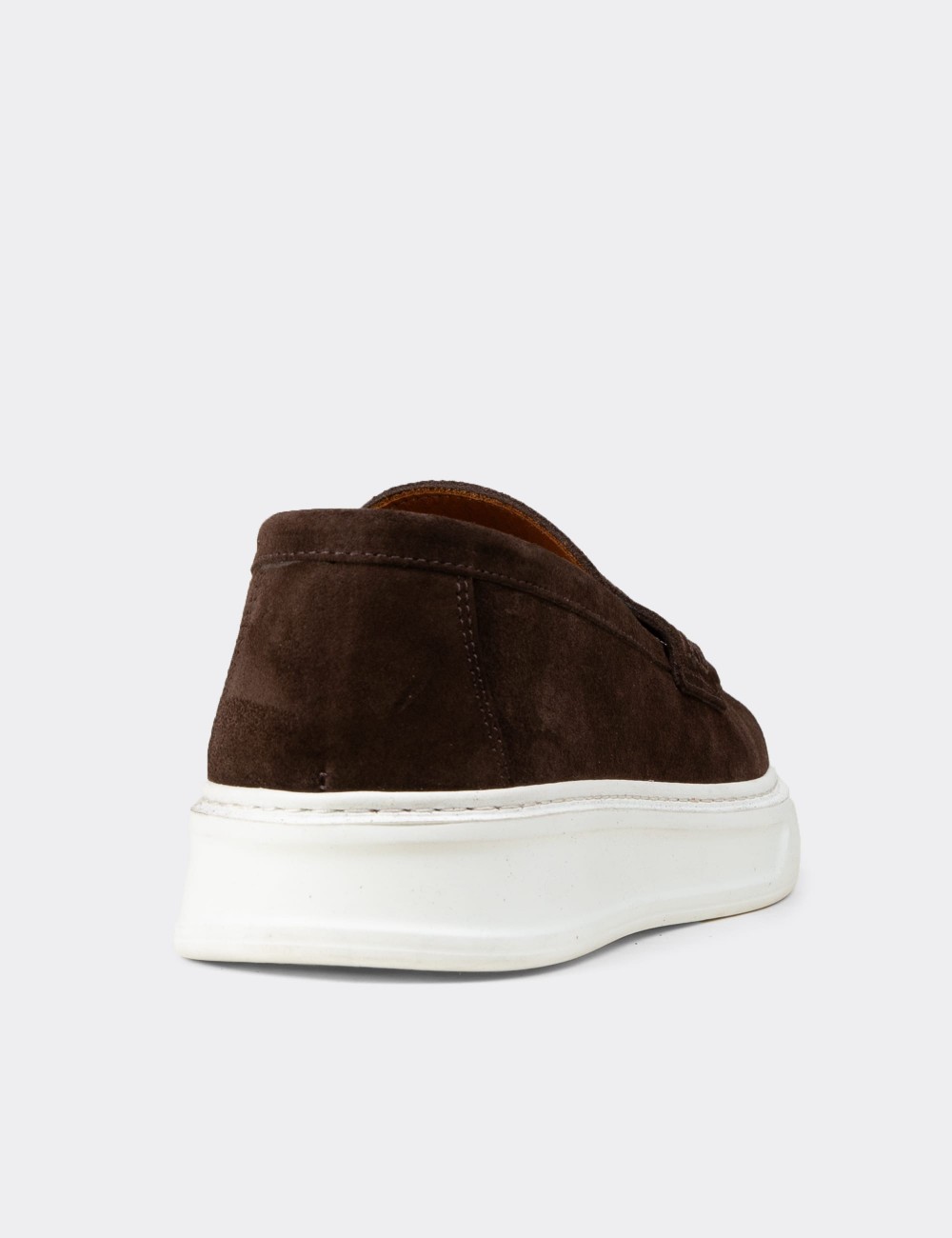 Hakiki Süet Kahverengi Erkek Loafer Ayakkabı - 02043MKHVP01