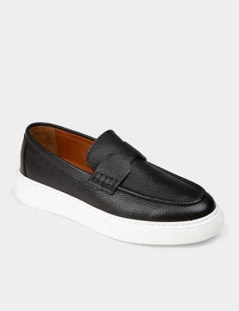 Erkek Hakiki Deri Siyah Loafer Ayakkabı