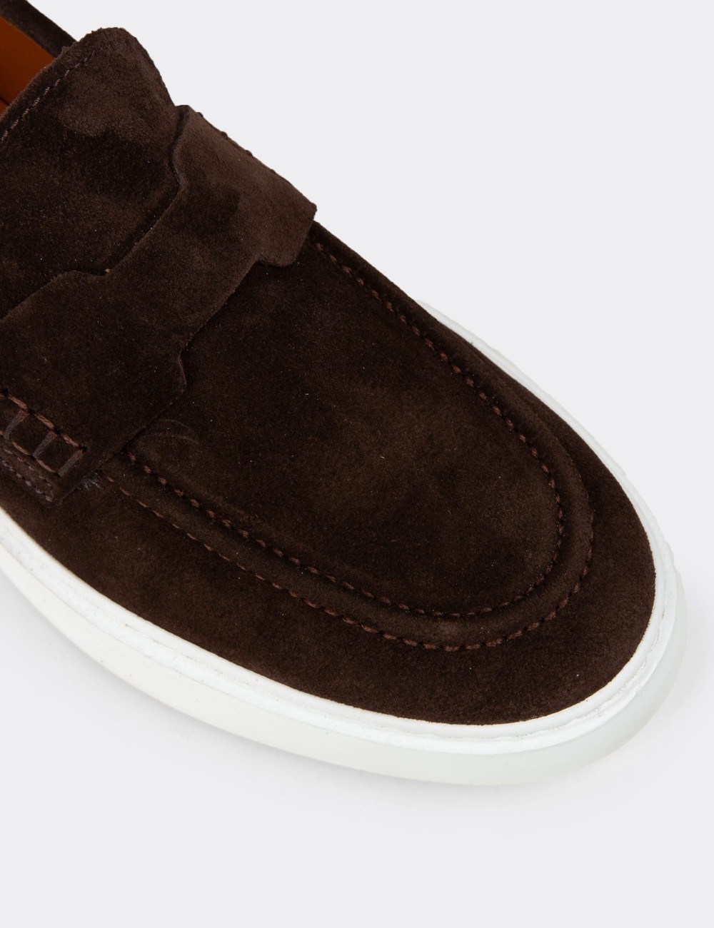 Hakiki Süet Kahverengi Erkek Loafer Ayakkabı - 02043MKHVP01