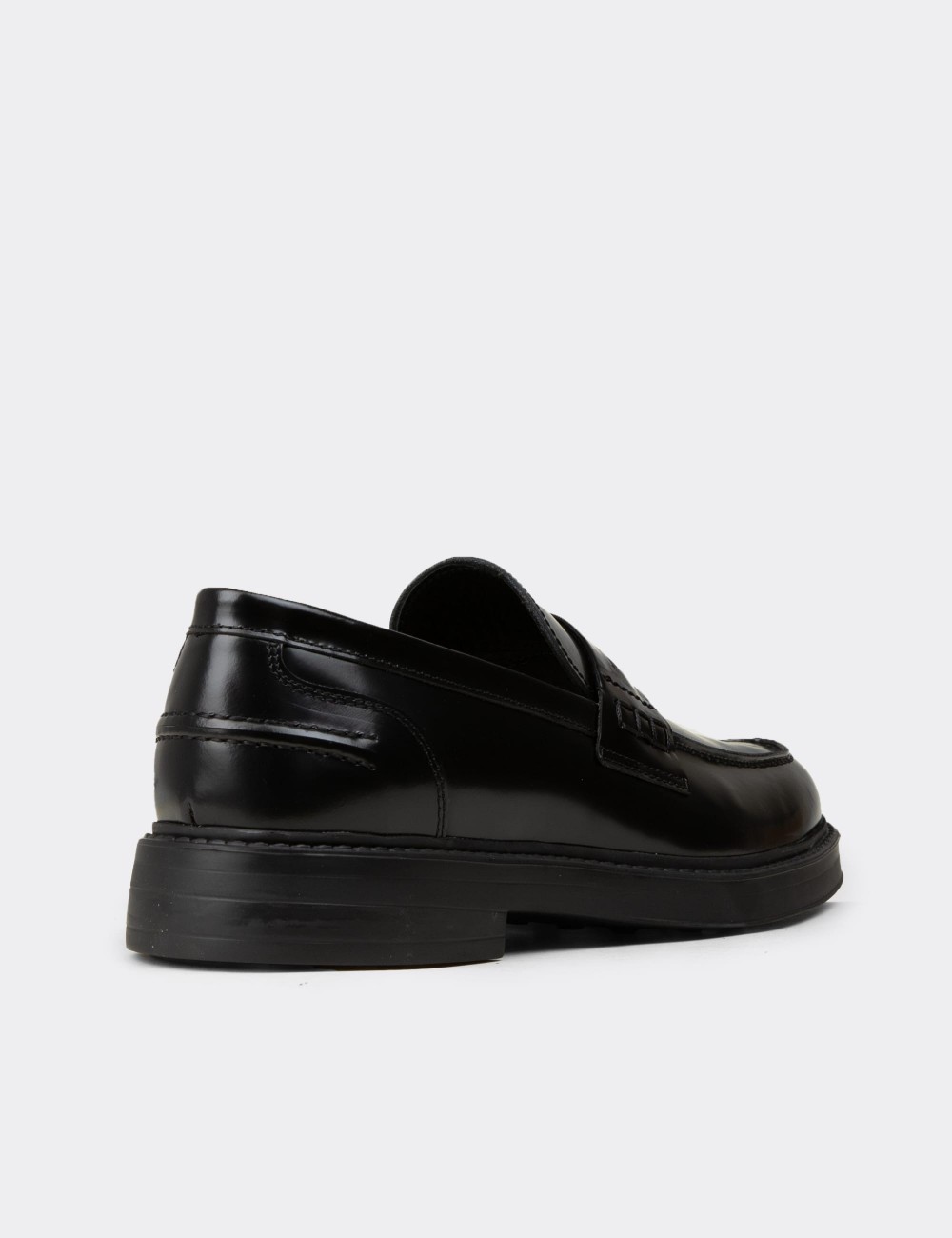Erkek Siyah Hakiki Deri Loafer Ayakkabı - 02021MSYHC03