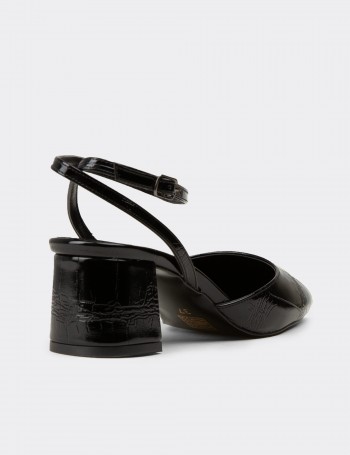 Kadın Siyah İnce Bantlı Topuklu Ayakkabı - RD016ZSYHM01