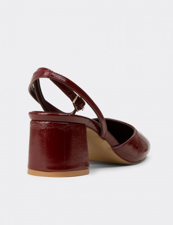 Kadın Bordo İnce Bantlı Topuklu Ayakkabı - RD016ZBRDM01