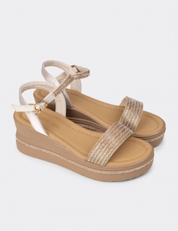 Kadın Bej Platform Sandalet - K0061ZBEJC01
