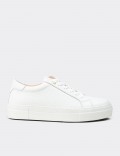 Kadın Hakiki Deri Beyaz Sneaker Ayakkabı