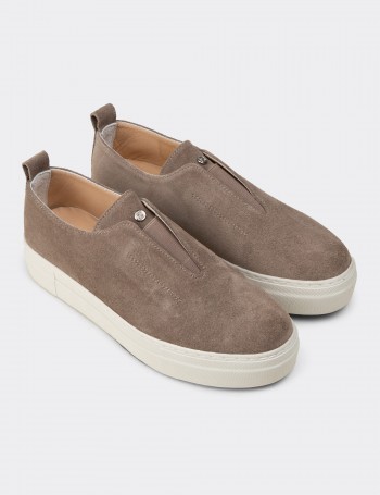 Kadın Hakiki Süet Vizon Renk Sneaker Ayakkabı - R2233ZVZNC01