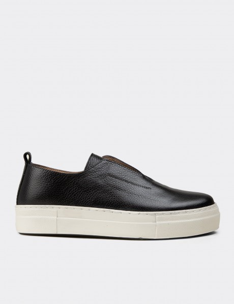 Kadın Hakiki Deri Siyah Sneaker Ayakkabı