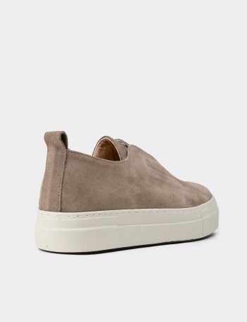 Kadın Hakiki Süet Vizon Renk Sneaker Ayakkabı - R2233ZVZNC01