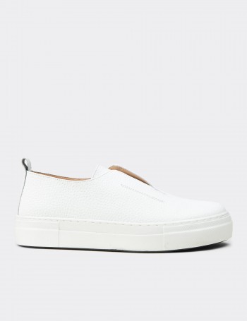 Kadın Hakiki Deri Beyaz Sneaker Ayakkabı - R2233ZBYZC01