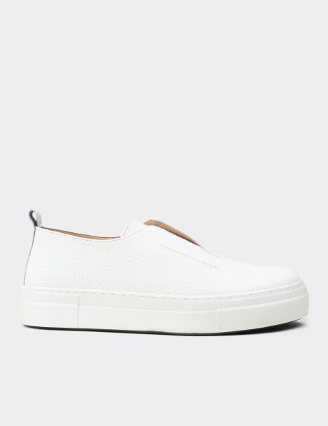 Kadın Hakiki Deri Beyaz Sneaker Ayakkabı