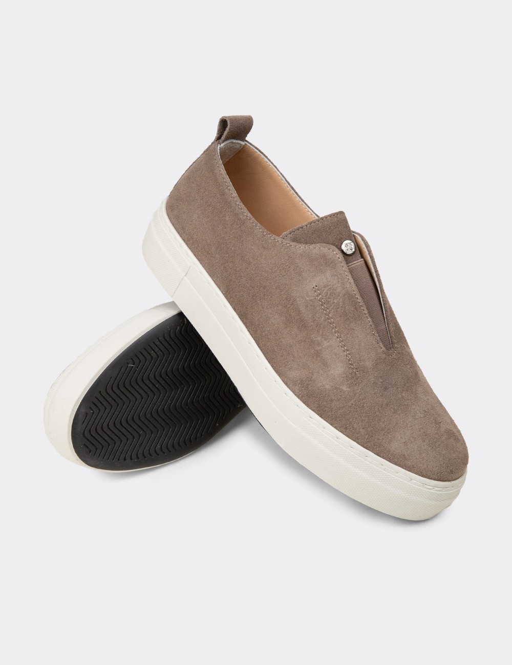 Kadın Hakiki Süet Vizon Renk Sneaker Ayakkabı - R2233ZVZNC01
