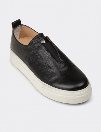 Kadın Hakiki Deri Siyah Sneaker Ayakkabı